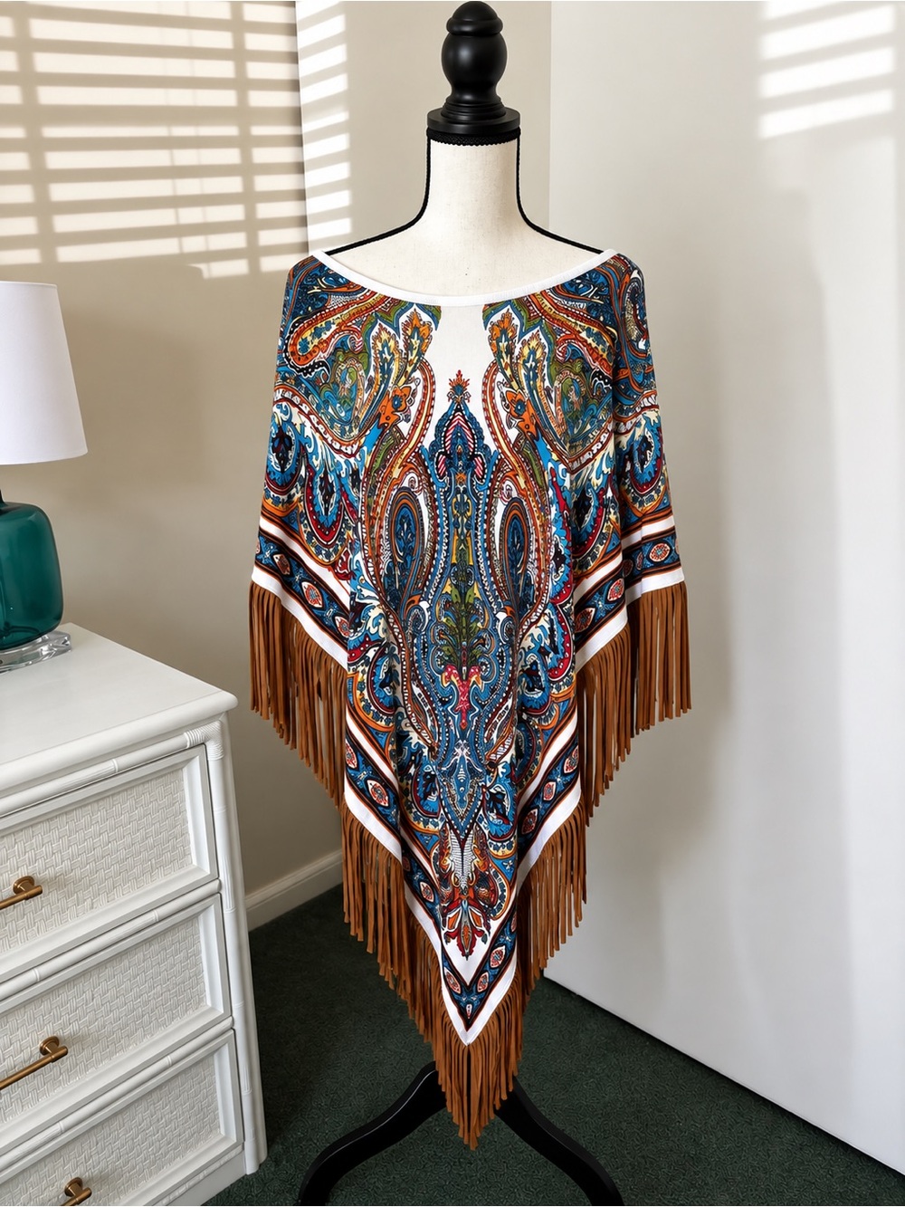 Attitudes by Renee Paisley Fringe Poncho with Fringe